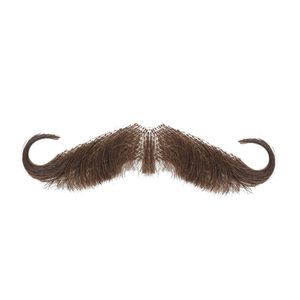 Élégant Brun Vintage Pirate/Vintage-Look Guidon <span class=keywords><strong>Moustache</strong></span> Barbe Droite Remy Cheveux Bouclés Adhésif Facial pour Costume - Product Image 3