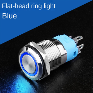 Bouton en acier inoxydable de 16 mm à tête plate avec anneau lumineux, IP65, 220 V, interrupteur de commande d'appareil électrique, argent - Product Image 3