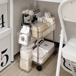 Estante de almacenamiento acrílico transparente con ruedas, estantería de varios niveles para guardar cosméticos y refrigerios en el dormitorio. - Product Image 2