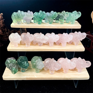 Kindfull <span class=keywords><strong>rose</strong></span> quartz éléphant pierre de guérison fluorite éléphant pour la décoration - Product Image 1
