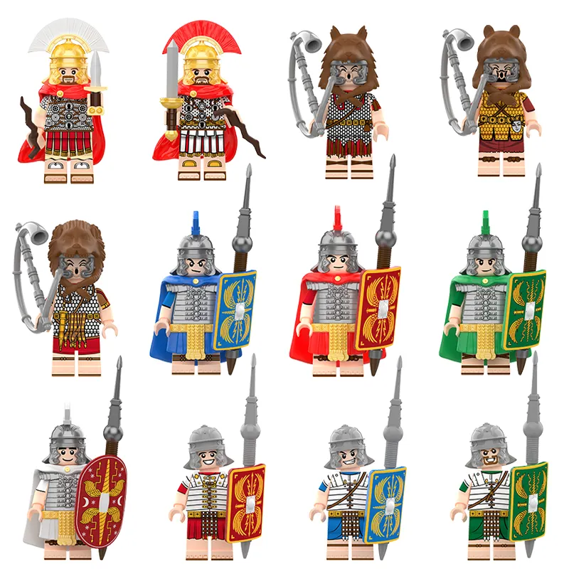 Mini figuring Mittelalter liches Militär Rom Schloss Römische Ritter Soldaten Löwe Bär Wolf Trumper Minifigs Blocks Spielzeug