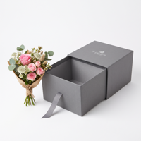 Boîte cadeau à fleurs avec tiroir coulissant, boîte carrée rigide personnalisée pour fleuriste, emballage de bouquet de fleurs