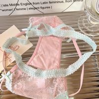Celana Dalam Bikini Renda untuk Wanita, Gaya Prancis Seksi, Model Cheeky dengan Tali Silang dan Pita Lucu di Belakang, Berongga, Bernapas, Pinggang Rendah