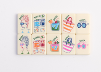AvaAcrylic – Tapis et supports personnalisés en acrylique gravé pour tuiles de Mahjong américaines, motif floral tropical estival blanc, moulin à vent coloré, ensemble de Mahjong