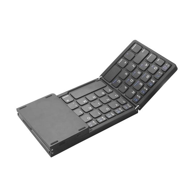 New Wireless Mini Keyboard for Tablet Phone Ultra-Thin Metal Design Foldable USB-C 81 Keys Mute Button IOS Compatible B089