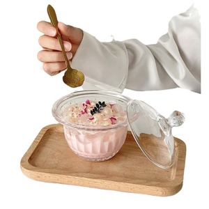 Ciotola da Dessert in vetro trasparente di fascia alta uso domestico raffinato da donna copri orecchie in argento classico con polvere di ghiaccio gelatina di zucchero nido d'uccello - Product Image 5