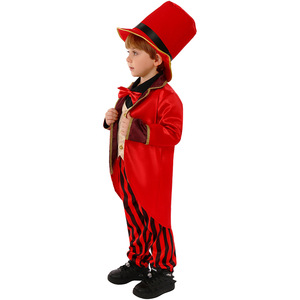 Disfraz de circo para niños, traje de pantalones a rayas rojas con sombrero para niños, fiesta, actuación, juego de rol - Product Image 3