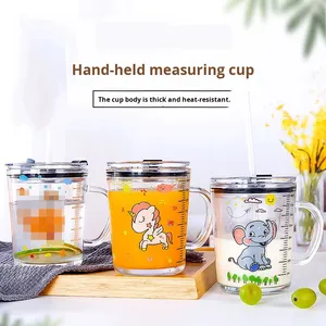 Vaso de Leche Infantil Creativo con Pajita, Diseño de Dibujos Animados, con Asa, Escala, Resistente al Calor y con Diseño Impreso - Product Image 4