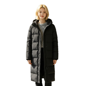Veste <span class=keywords><strong>longue</strong></span> matelassée pour femme AQTQ, parka d'extérieur pour tous les jours, manteau d'hiver chaud personnalisable avec <span class=keywords><strong>capuche</strong></span> - Product Image 1