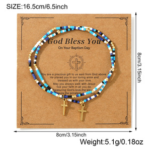 Go2boho <span class=keywords><strong>dio</strong></span> <span class=keywords><strong>ti</strong></span> <span class=keywords><strong>benedica</strong></span> braccialetto con perline di riso stile bohémien esclusivo regali per il giorno del battesimo incrociano braccialetti di moda con perline preferiti - Product Image 5