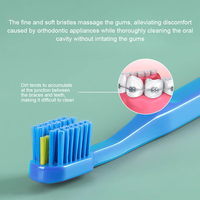 Brosse à dents manuelle orthodontique en forme de U avec poils en nylon ultra-doux, design pratique pour les soins dentaires des adultes avec appareil dentaire