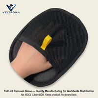 Gant de nettoyage pour animaux de compagnie, en maille noire, tissu nid d'abeille, pour enlever les poils de chien et de chat, réutilisable, avec sangle élastique, en velours