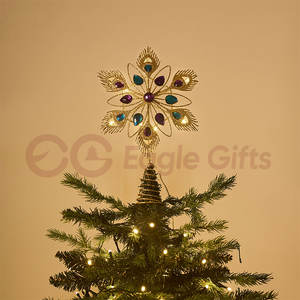 ชุดนกยูงสุดหรูแบบพิเศษเครื่องประดับต้นคริสต์มาสและท็อปเปอร์โลหะแวววาวท็อปเปอร์ต้นคริสต์มาสพร้อมไฟ LED - Product Image 5