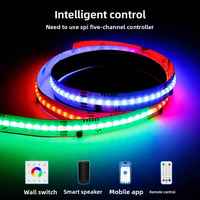 Bande LED à pixels adressables WS2805 SPI FCOB, température de couleur complète (RGBCCT), étanche IP30, découpable, contrôle par application, DC24V, PCB 15mm