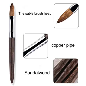 100% Kolinsky Acrylic <b>Nail</b> Brush #4#6 #8 Sandalwood Handle Crimped UV Gel Carving Pen Liquid Powder DIY <b>Nail</b> Art Drawing <b>Tool</b> - Product Image 3
