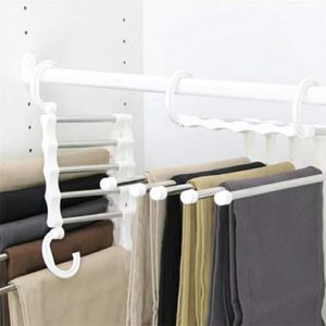 Porte-pantalon en acier inoxydable, multifonctionnel, rétractable et pliable, séchoir à vêtements multi-niveaux pour la maison - Product Image 1