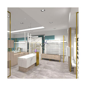 Vitrina de exhibición de diseño de tienda óptica de quiosco de gafas de sol de metal y madera de gama alta personalizada para escaparates - Product Image 6