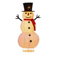 Grand Ornement Pliable Lumineux Géant en Forme de Bonhomme de Neige - Décoration de Scène de Noël en Fer Forgé et Velours