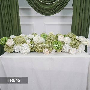 DKB Artificial Flowers Decor Handmade High Simulation Artificial White Green Flower <b>Runner</b> for Wedding Table deco - Product Image 3