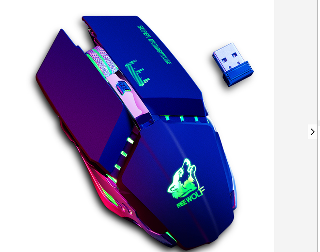 For Free Wolf X11 Rechargeable Gamer Computer Accessories Wireless LED Backlit 2.4Ghz Wireless 1600 DPI 6 Buttons Gaming Mouse