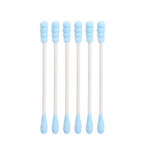 Venta caliente buena calidad Q Tips 200 Uds tornillo <span class=keywords><strong>punta</strong></span> redonda bastoncillo de algodón cabeza <span class=keywords><strong>azul</strong></span> palo de papel brote de algodón con caja redonda - Product Image 3