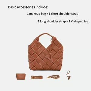 Xianger luxe bandoulière en cuir de vachette sac à main américain tressé conception Durable deux sangles de poignée ouvert Maillard chaînes Portable - Product Image 2