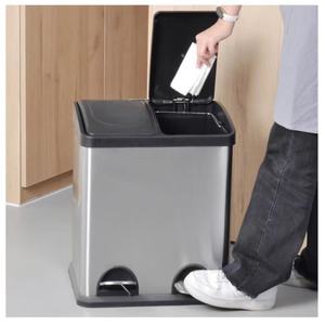 Jiangmen-<span class=keywords><strong>cubo</strong></span> de <span class=keywords><strong>basura</strong></span> de reciclaje <span class=keywords><strong>doble</strong></span>, accesorio húmedo y seco de 30l, con Pedal, compartimiento <span class=keywords><strong>doble</strong></span> para puerta de Iidoor o al aire libre - Product Image 1