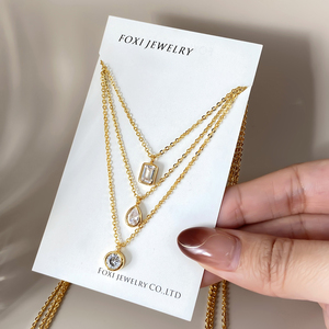 จี้เพชรทรงหยดน้ำประดับเพชรซิคอนเคลือบทอง 18K สำหรับผู้หญิง - Product Image 3