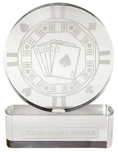 Piala Poker Pemenang Penghargaan Kepingan Poker Kristal Ukir