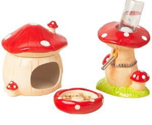 Nid universel en céramique pour animaux de compagnie champignon <span class=keywords><strong>Hamster</strong></span> Ours en soie doré Meubles pour dormir Nid Maison Fournitures pour animaux de compagnie Ensemble complet - Product Image 1