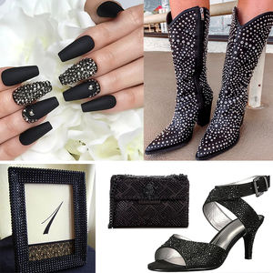 OLeeya pabrik penjualan terlaris kristal warna hitam memperbaiki dingin dan panas memperbaiki kaca batu permata berlian imitasi belakang datar untuk garmen - Product Image 6