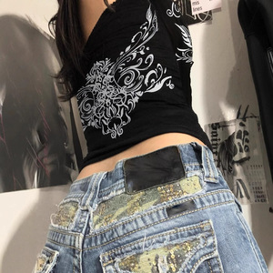 Z-5866 Nouveau débardeur court sexy imprimé style sombre culture asiatique pour femme, collection 2025, style rétro urbain - Product Image 4