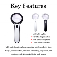 LED Handheld Arch-Shaped Aspheric Magnifier High Clarity Lens for Reading & Precision Work
