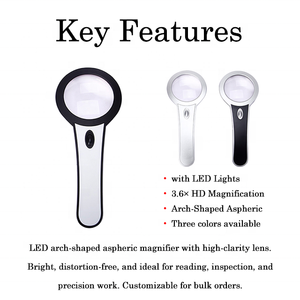 Kính lúp cầm tay hình vòm, chất liệu PMMA & <span class=keywords><strong>ABS</strong></span>, thấu kính phi cầu, độ nét cao, dùng để đọc sách & làm việc chính xác - Product Image 2