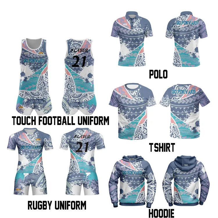 Weißes und lila einfaches Rugby-Trikot mit vollem Sublimation druck und Rugby-Uniform