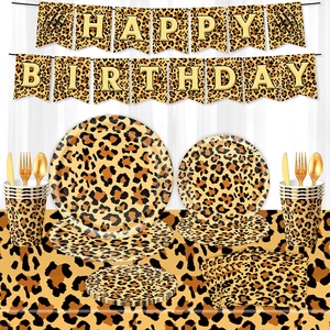 <span class=keywords><strong>Vaisselle</strong></span> décorative de fête d'anniversaire sur le thème de léopard d'or de vente chaude transfrontalière - Product Image 1
