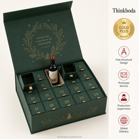 Boîte de calendrier de l'avent de Noël personnalisée, 24 tiroirs, emplacement pour bouteille de vin, boîte en carton de luxe pour coffret cadeau de Noël, vente en gros