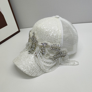 Ultimo aggiornamento moda estiva donna donna donna donna paillettes cappellino da Baseball golf sole papà cappello camionista cappelli con strass fiori - Product Image 6