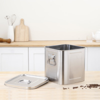 Conteneur de stockage alimentaire hermétique en acier inoxydable pour grains de café, farine, riz, noix et nourriture pour oiseaux sauvages avec couvercle à boucle