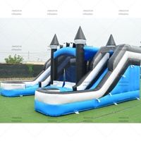 Château gonflable combiné pour enfants et adultes, avec toboggan aquatique, en PVC, pour événements extérieurs et location
