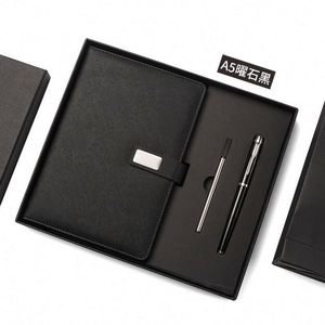 Custom Logo Blue Black PU Leather Magnetic Notebook Box Gift Set A5 <b>Journal</b> Luxury Diary Business Corporate Gift Set With Pen - Product Image 3