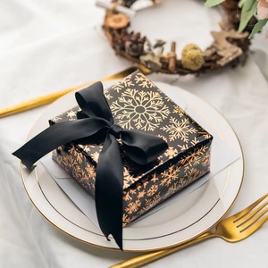 Custom Black Gold Snowflake Gift Box Packaging <b>Paper</b> Double-Sided Coated Metallized Eco-Friendly Recyclable Craft Material - Product Image 2