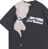 Nouveau design couleur bloc t-shirt logo de broderie personnalisé 100% coton Patchwork surdimensionné hommes T-shirt