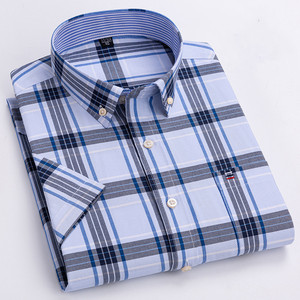 <span class=keywords><strong>Camicia</strong></span> da <span class=keywords><strong>uomo</strong></span> in cotone Oxford Plaid Casual formale a maniche corte abbottonata da lavoro per ufficio <span class=keywords><strong>camicia</strong></span> da <span class=keywords><strong>uomo</strong></span> - Product Image 3