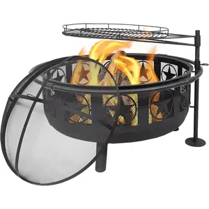 Outdoor Fireplace Garden Camping Wood Burning Fire Pit With Removable Cooking Bbq Grill