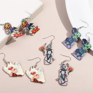 ต่างหูอะคริลิคพิมพ์ลายแบบโอเวอร์ไซส์ สไตล์โกธิค ตลก เซ็กซี่ สำหรับผู้หญิง แต่งกายฮาโลวีน หมวกฟักทอง ผี ชุดบิกินี่เซ็กซี่ ฮิปฮอป - Product Image 6