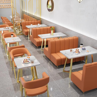 Canapé de restaurant personnalisable en gros avec table et chaises, idéal pour les restaurants et les espaces de restauration