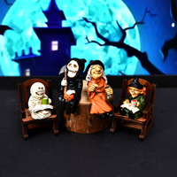 Décoration de voiture en résine faite à la main, motif sorcière et fantôme d'Halloween sur chaise à bascule, mignonne, fabriquée en Chine