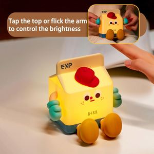 Cute Milk Carton Silicone Touch Control Modern Bedside Lamp LED Warm Night <b>Light</b> Portable Rechargeable for Bedroom Home Decor - Product Image 6