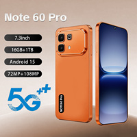 Teléfono Inteligente Note 60 Pro 5G de Alta Calidad, Cámara de 72+108MP, Pantalla HD de 7.3 Pulgadas para Fotografía y Vlogging